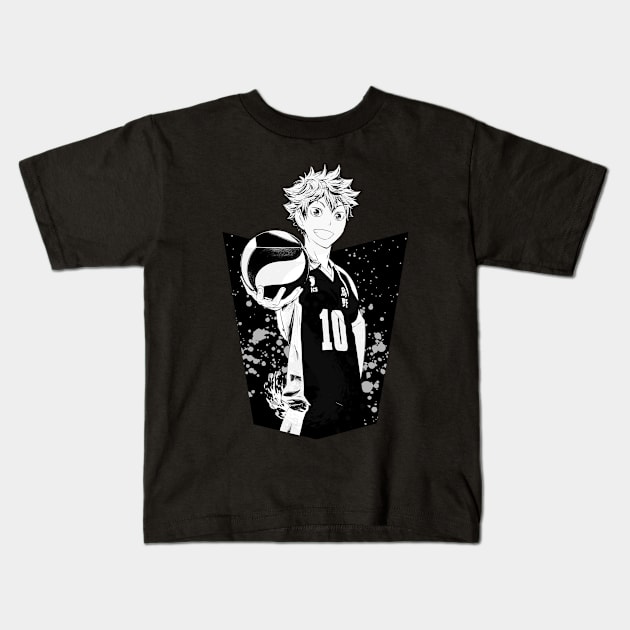 Haikyuu!!: Shoyo Hinata - Ink Design(B&W) Kids T-Shirt by InalZ